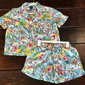 Cynthia Rowley Tropical Floral Pajama Set - Pink, Green, Yellow